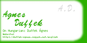 agnes duffek business card