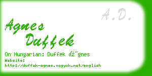 agnes duffek business card